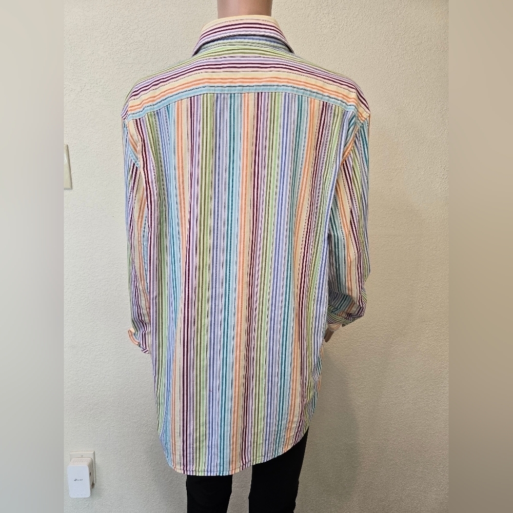 nick(it) New York London Long Sleeve Flip Cuff Button-Front Shirt Size Large - Picture 4 of 9